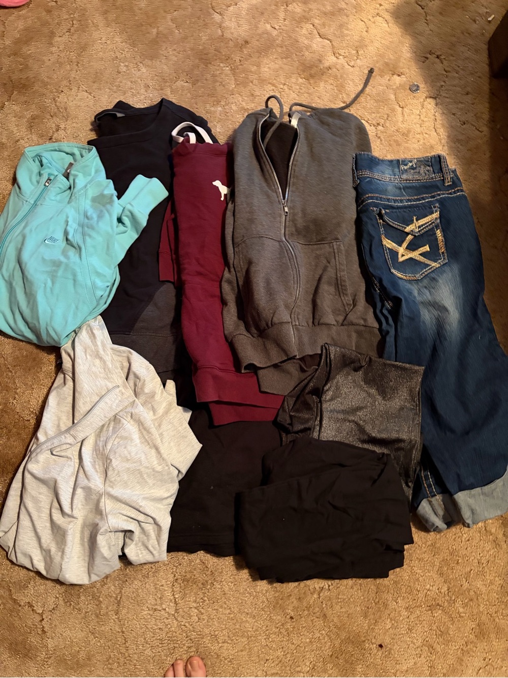 Mixed Casual Tops and Jeans Bundle - Mint, Gray, Maroon, Black